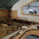 Water ingress damage around motorhome window frame