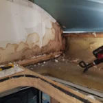 Motorhome wall cavity exposed during damp repair work