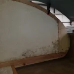 Interior wall rebuilt after damp repair inside motorhome
